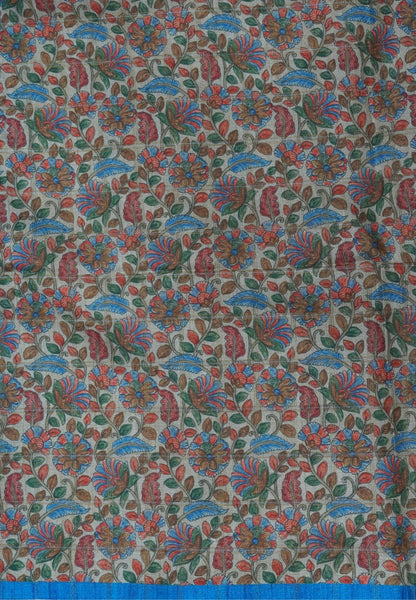 Semi Tussar Saree-Blue