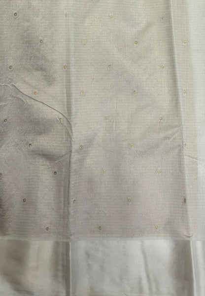 Art Silk Kota Saree-Off White In Geometric Zari Brocade Border