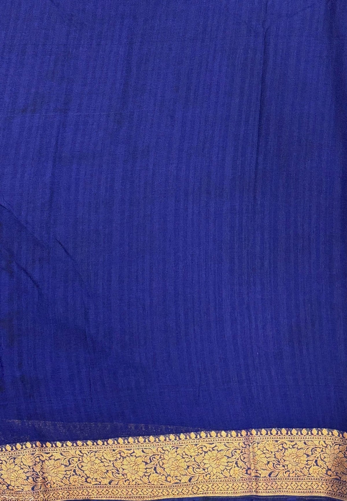 Banarasi Georgette Saree-Navy Blue with Mini Leaf Butta and Zari Border