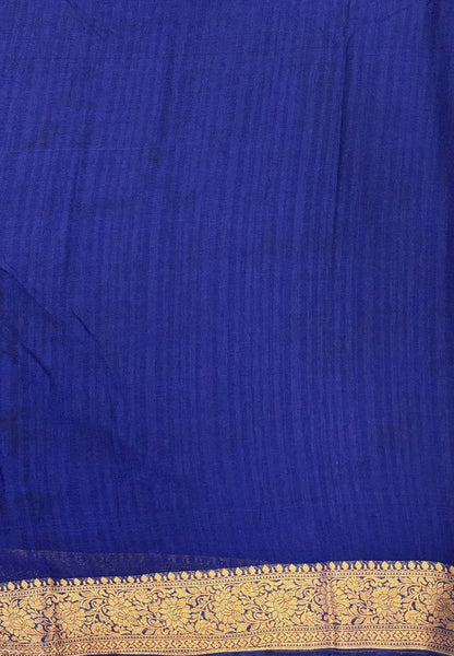 Banarasi Georgette Saree-Navy Blue with Mini Leaf Butta and Zari Border