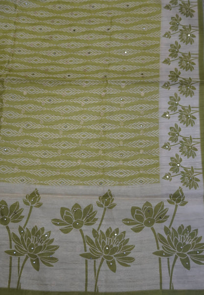 Tissue Kota Saree-Green with Mirror Work