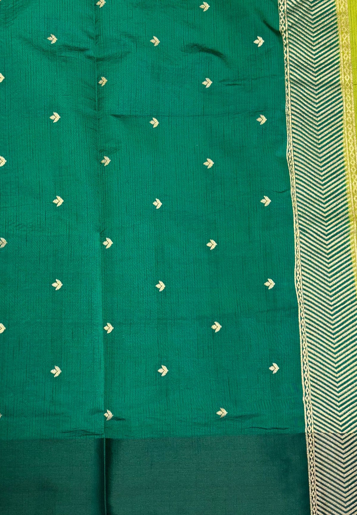 Mulberry Silk Saree-Light Green with Contrast Deer Border