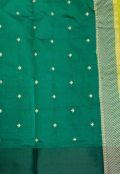 Mulberry Silk Saree-Light Green with Contrast Deer Border