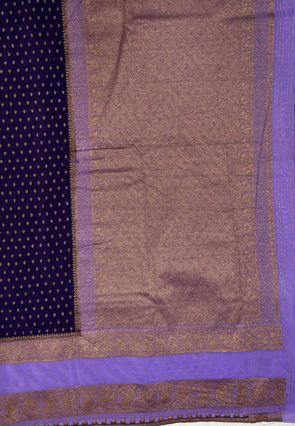 Banarasi Georgette Saree-Blue with Contrast Retapet Border