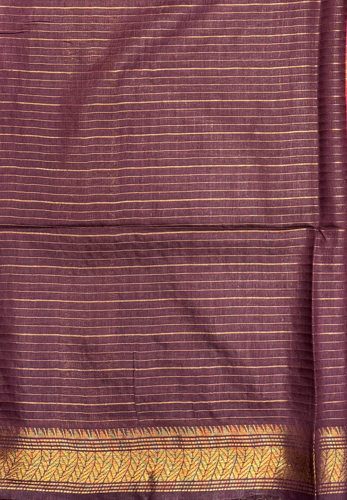 Semi Bhagalpur Tussar Saree-Rani pink in Zari checks with Contrast Border