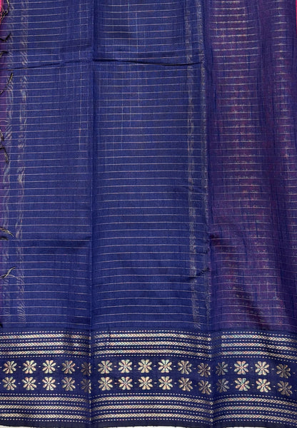 Raw Silk Saree-Pink in 1000 Butta with Contrast Zari Border