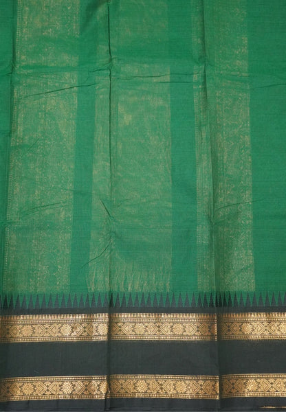 Chettinadu Cotton Saree-Grass Green with Retapet Border