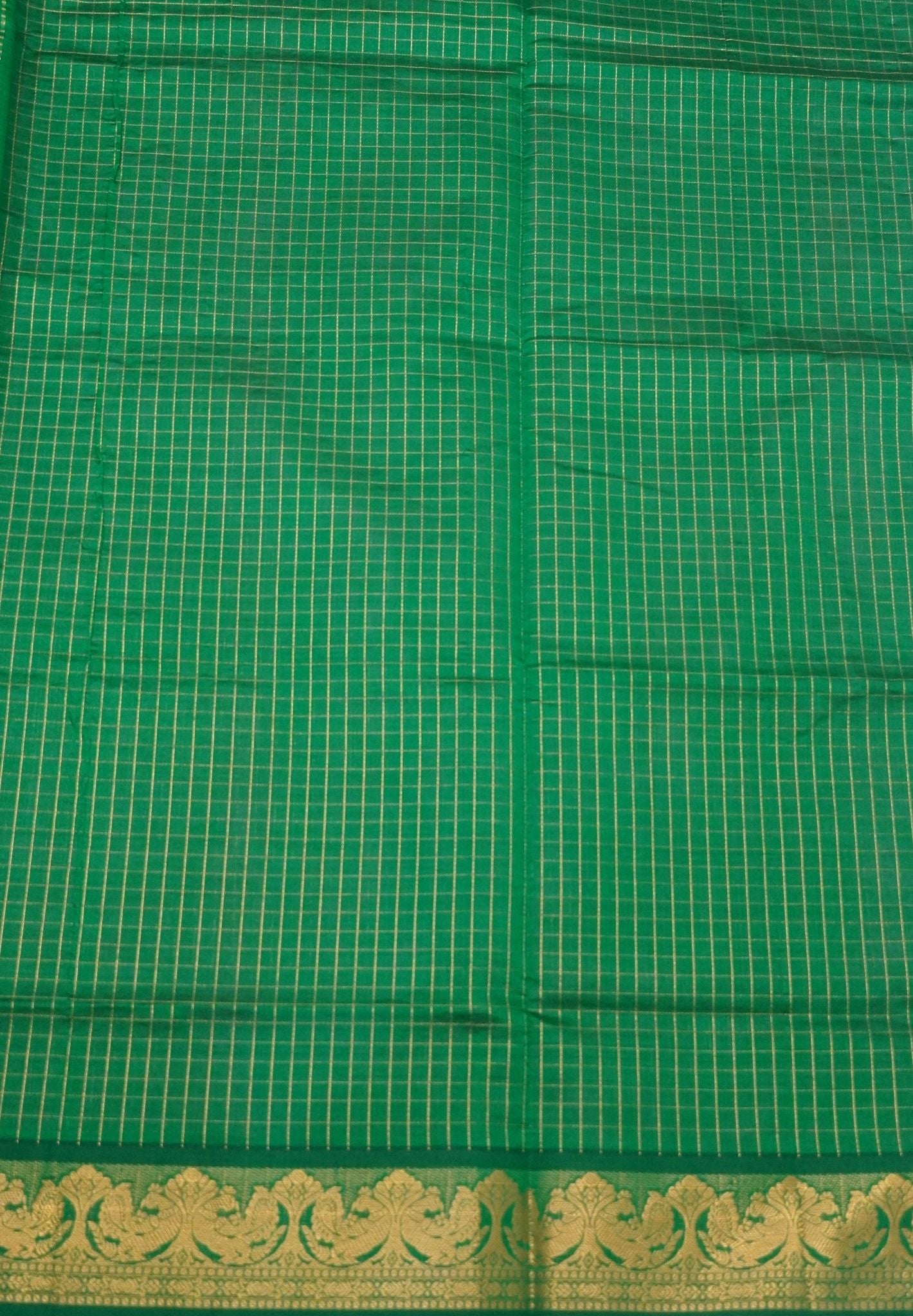 Pure Silk Cotton Saree-Pink-Green Zari Emboss With Contrast Border