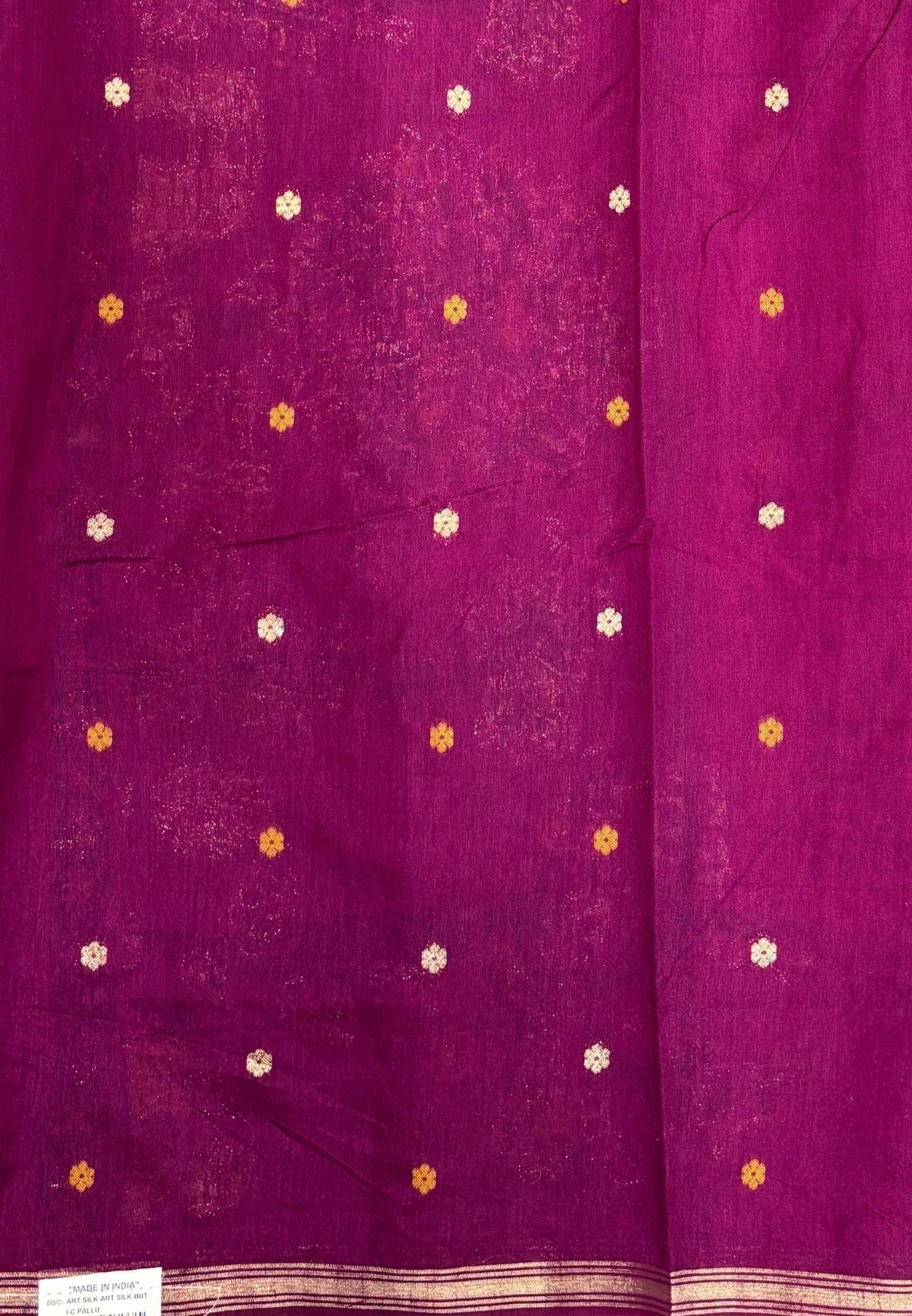 Gaji Silk Saree-Magenta Pink In Warli Tree & Elephant With Contrast Border