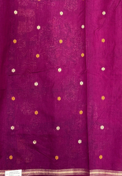 Gaji Silk Saree-Magenta Pink In Warli Tree & Elephant With Contrast Border