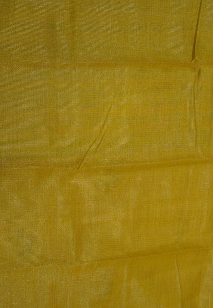 Semi Tussar Saree-Mango Yellow with Floral Zari Motif