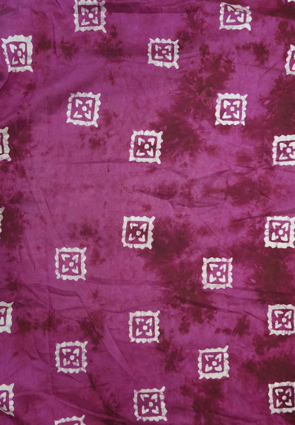 Cotton Saree-Dark Purple with Batik Print