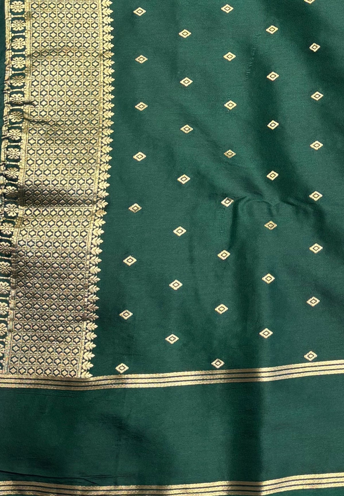 Gaji Silk Saree-Rani Pink in Floral Brocade Zari with Contrast Border