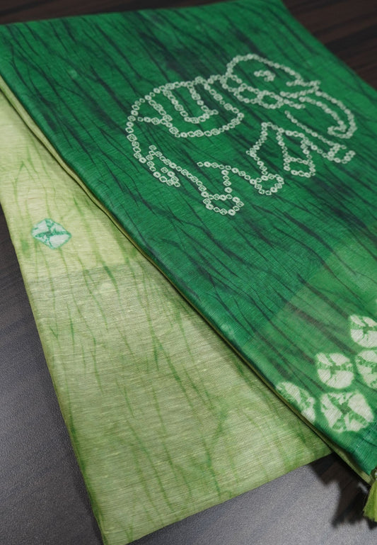 Semi Chanderi Saree - Light Green