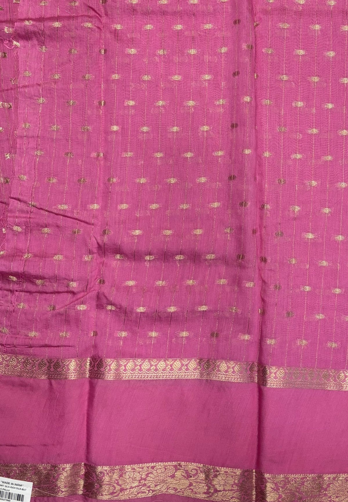 Banarasi Tussar Saree-Rani Pink in Retpet Zari Border