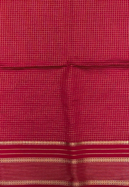 Mulberry Silk Saree-Offwhite In Striped Zari With Contrast Border