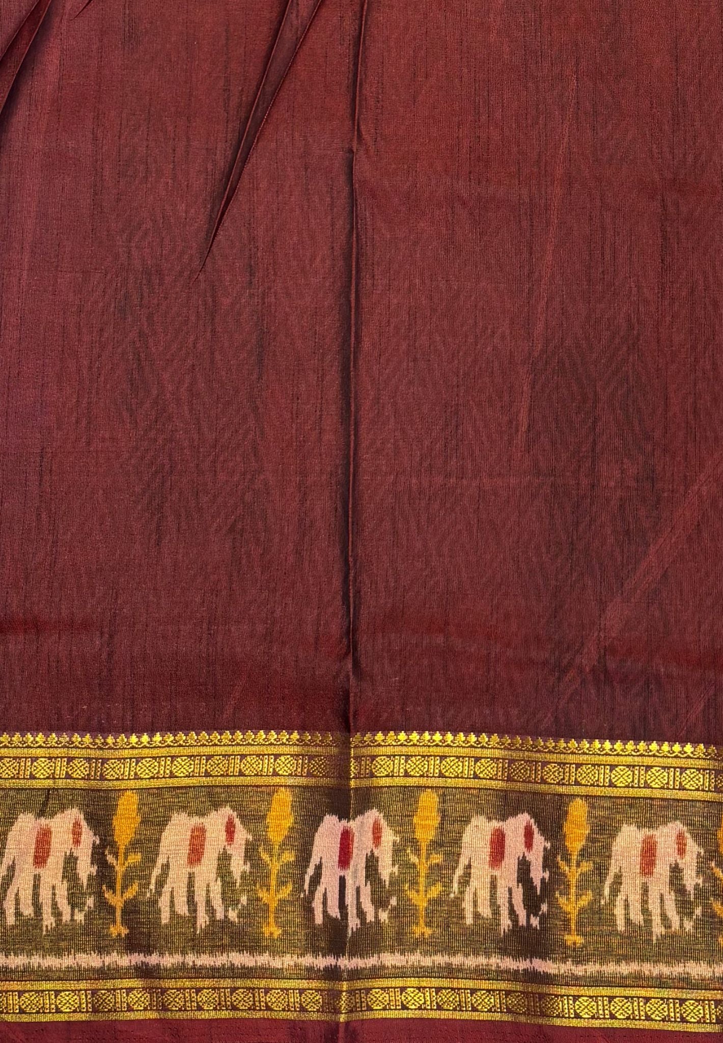 Semi Patola Saree –Maroon in Bandhini Pattern