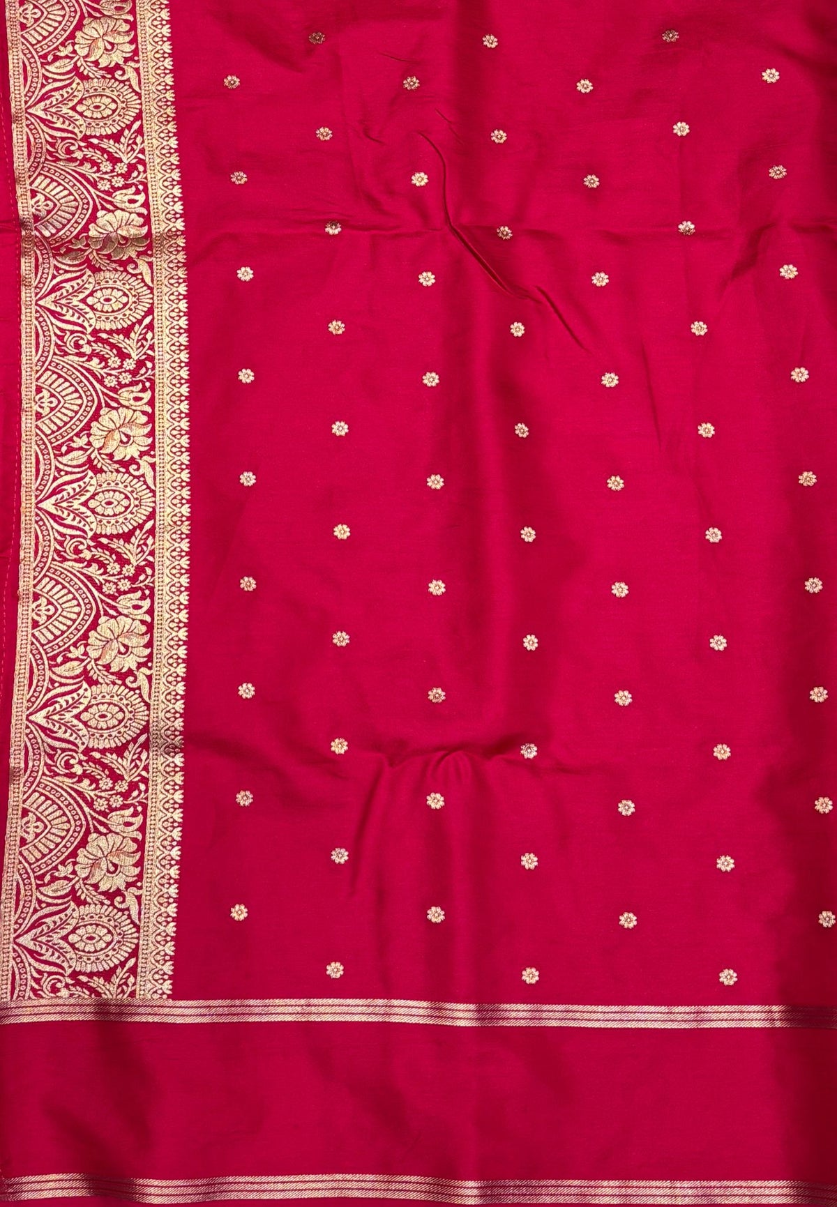 Gaji Silk Saree-Violet in Butta Retpet Zari with Contrast Border