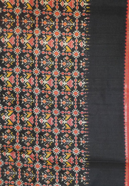 Semi Matka Tussar Saree-Red with Contrast Border and Zari Checks