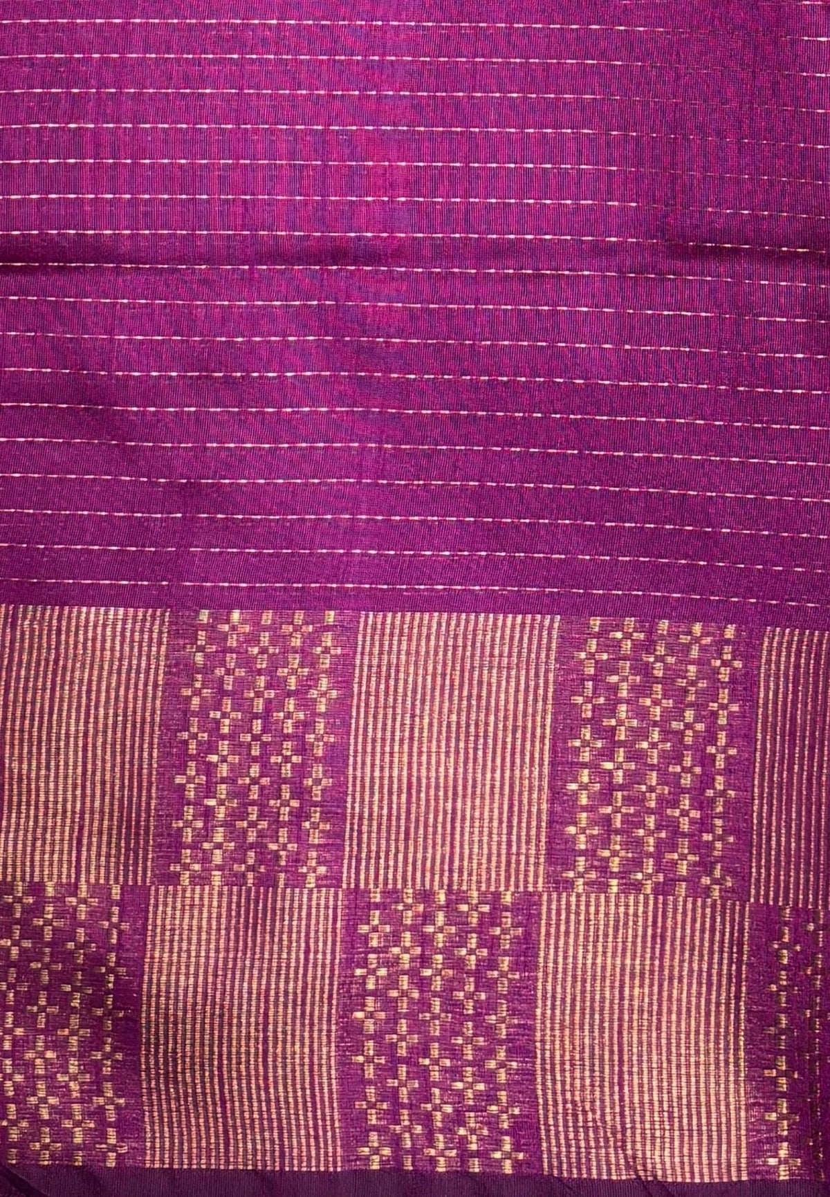 Semi Raw Silk Saree-Rust Orange In Checkered Zari With Contrast Border