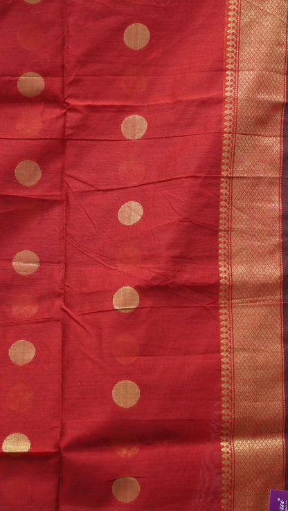 Maheswari Cotton Saree Round Butta-Black