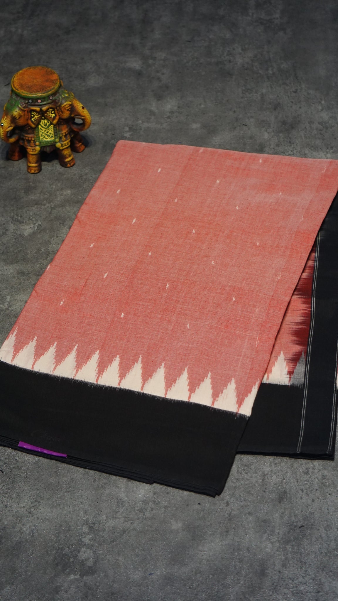 Pochampally Cotton double Ikkat Saree Light Red