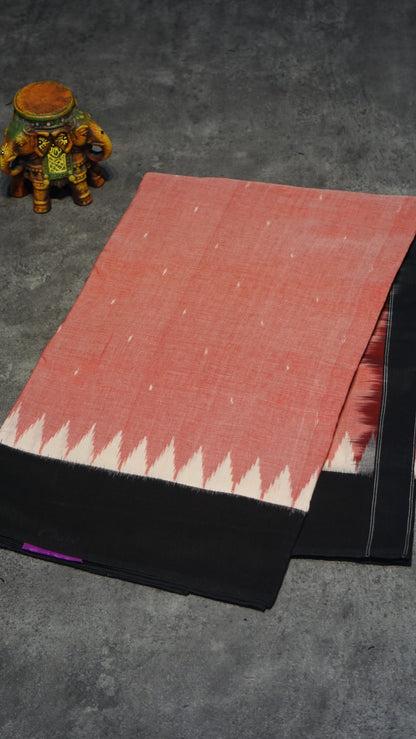 Pochampally Cotton double Ikkat Saree Light Red