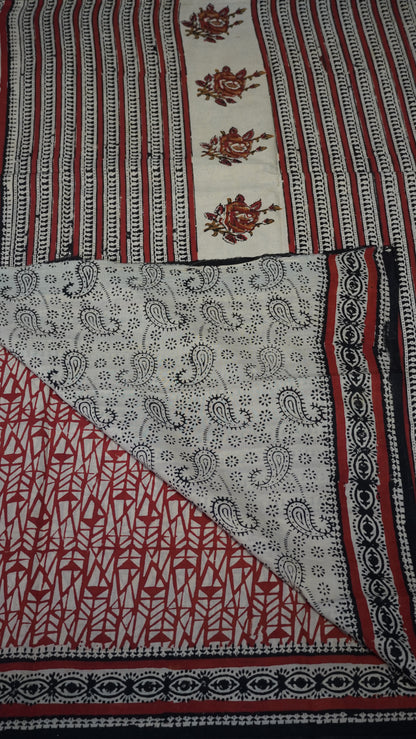 Mul Mul Cotton Saree Red