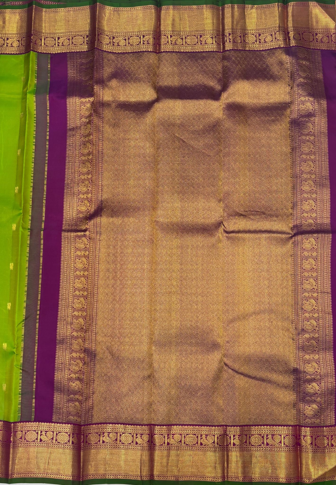 Pure Kanchipuram Silk Saree -Light Green with Contrast Border