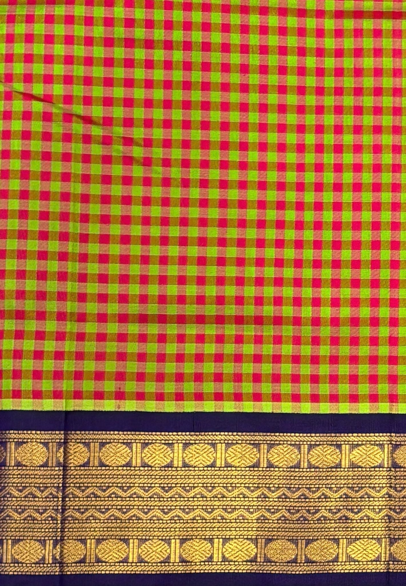 Pure Silk Cotton Saree-Olive Green In Kalyani Zari With Contrast Border