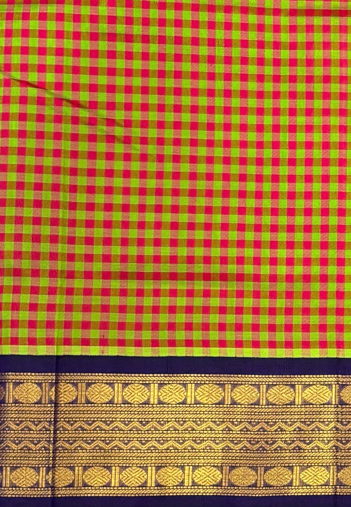 Pure Silk Cotton Saree-Olive Green In Kalyani Zari With Contrast Border