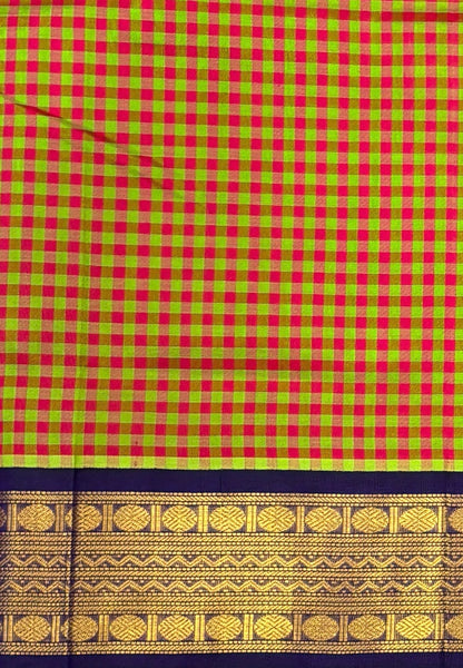 Pure Silk Cotton Saree-Olive Green In Kalyani Zari With Contrast Border
