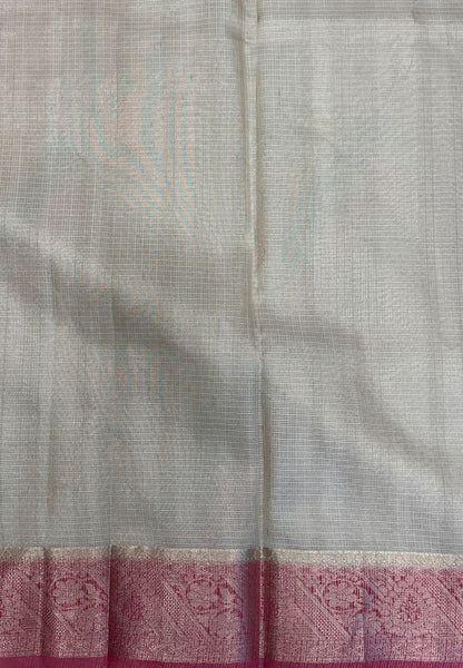Kota Saree-Cream-Pink In Floral Vine Zari Border