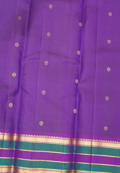 Pure Kanchipuram Silk Saree-Voilet Small Butta with Zari Border