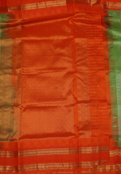 Pure Silk Cotton Saree – Pista Green in Zari Checks with Retapet Border