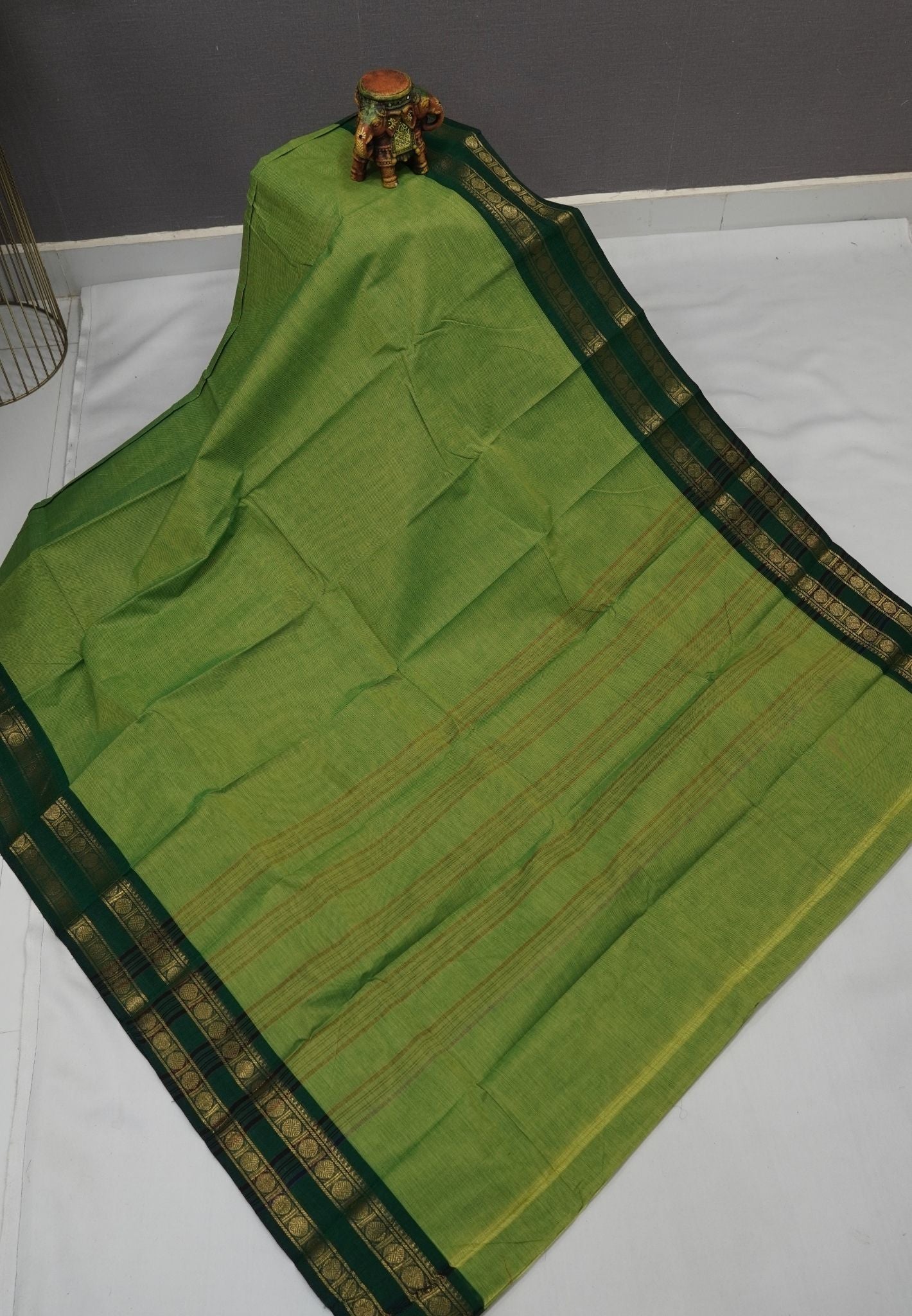 Kanchi Cotton Saree-Light Green with Retapet Border