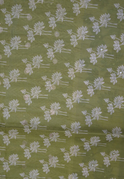 Tissue Kota Saree-Green with Mirror Work