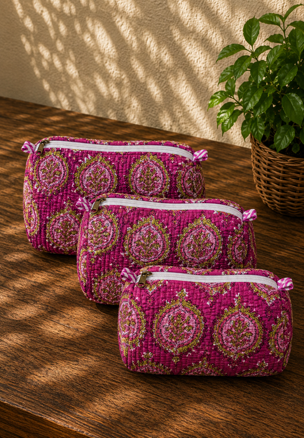 Combo Pouch Set-Rani Pink