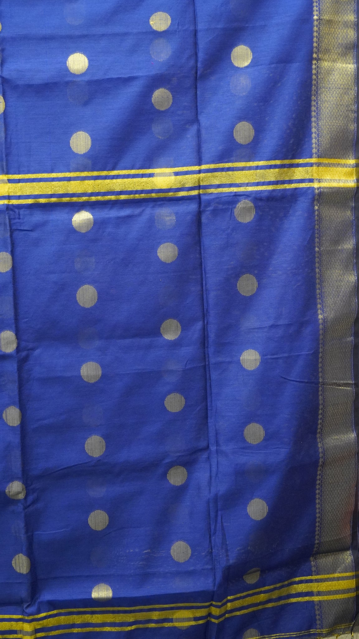 Maheswari Cotton Saree Round Butta-Blue
