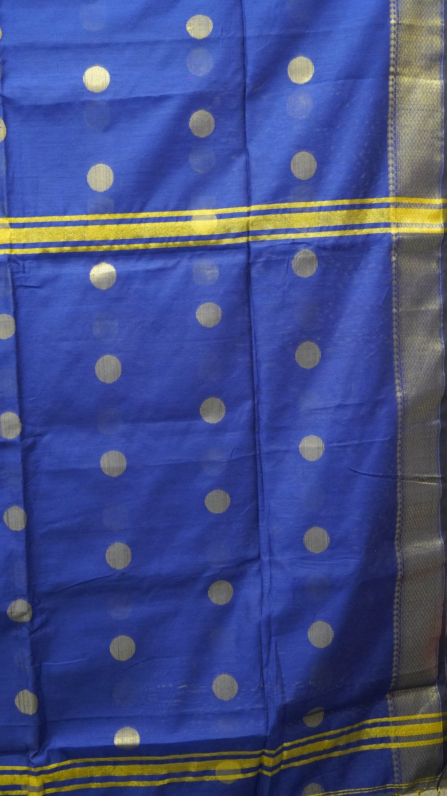 Maheswari Cotton Saree Round Butta-Blue