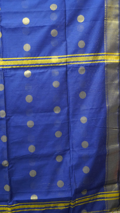 Maheswari Cotton Saree Round Butta-Blue