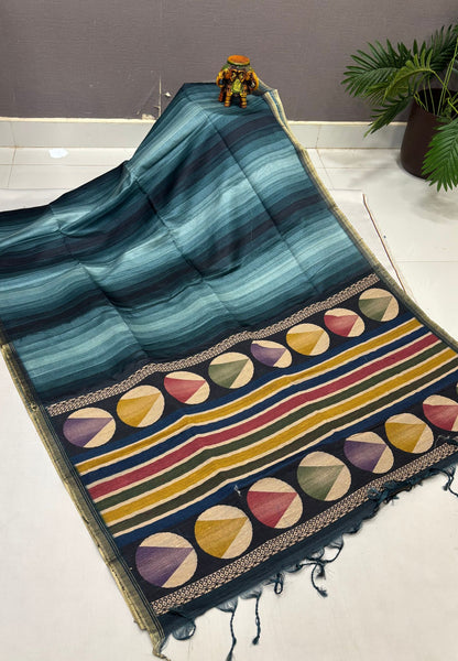 Matka Tussar saree -Blue