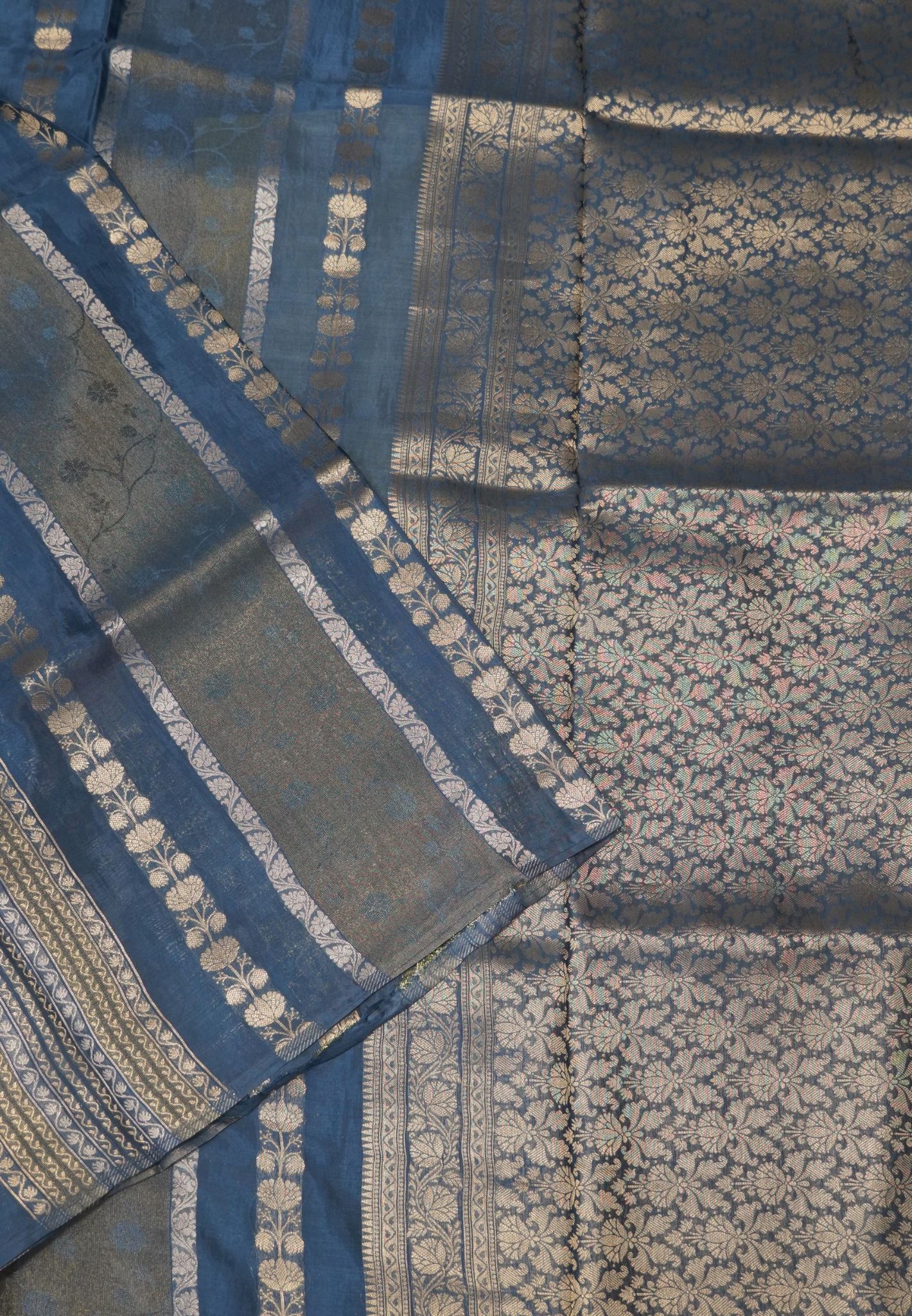 Banarasi Crepe Saree-Peacock blue