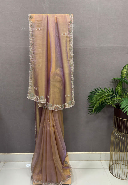 Designer Saree-Golden Purple