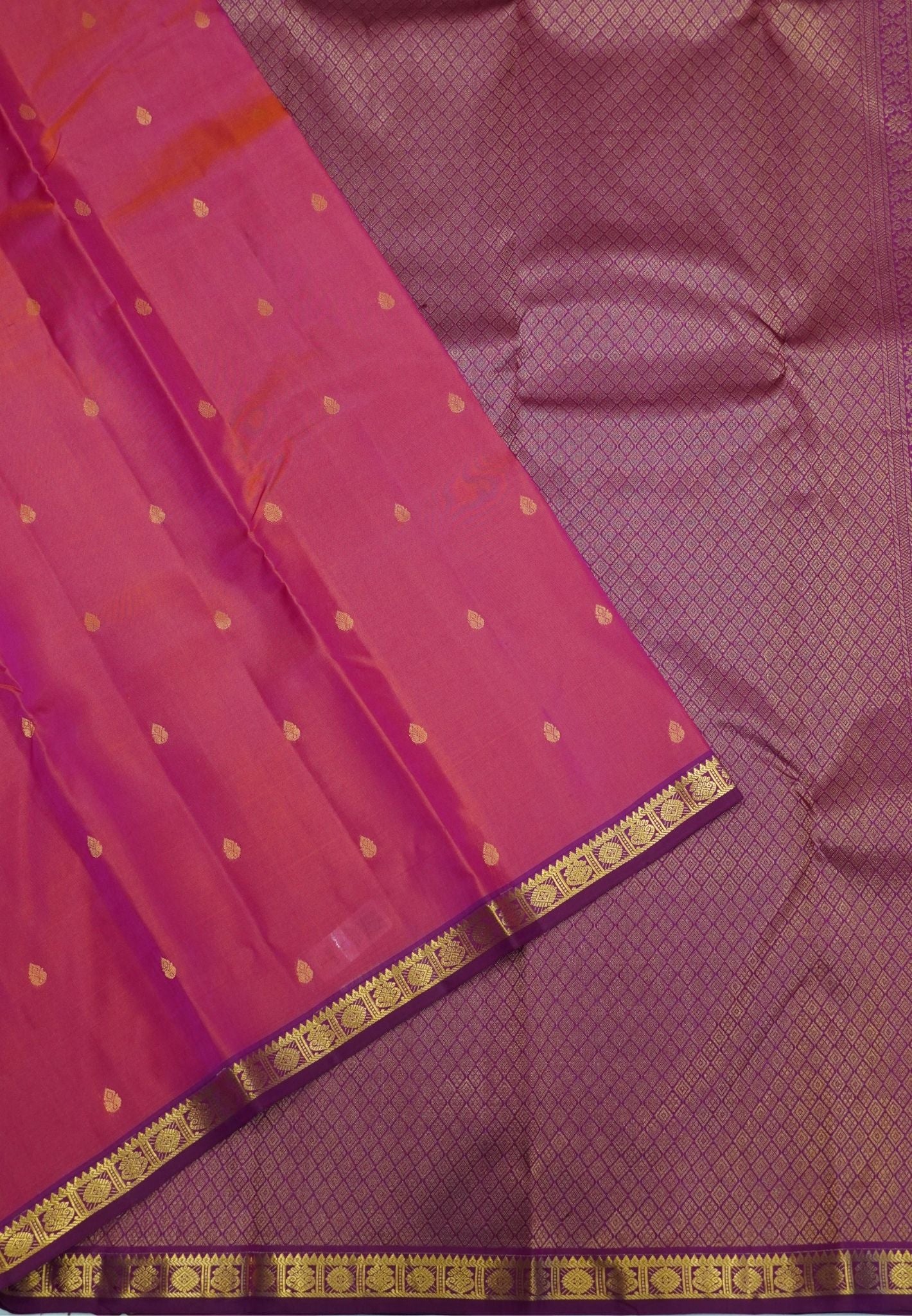 Pure Kanchipuram Silk Saree-Mittai Pink with Small Border