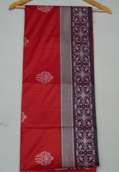 Semi Silk Saree-Brick Red