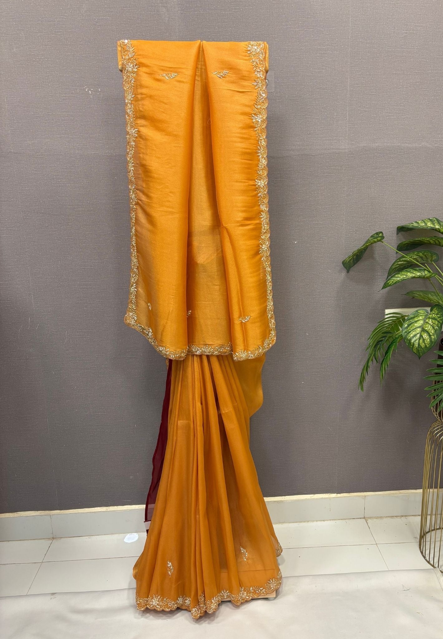 Designer Saree-Orange