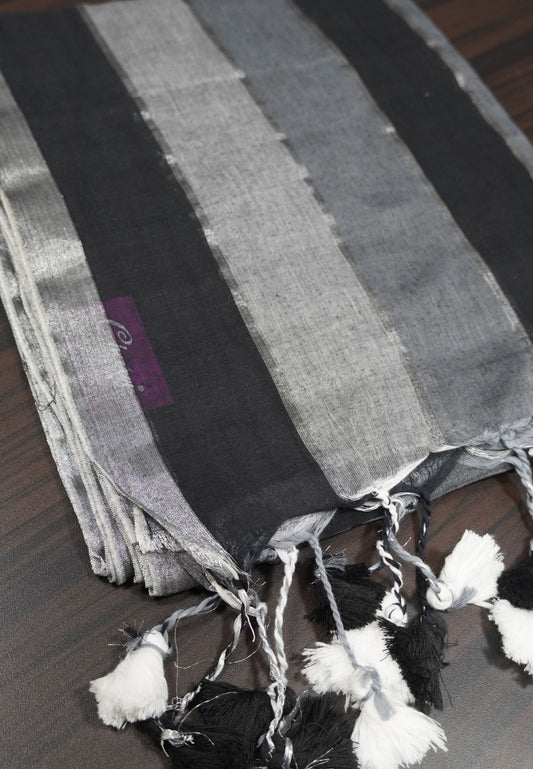 Khadi Cotton Saree - Black