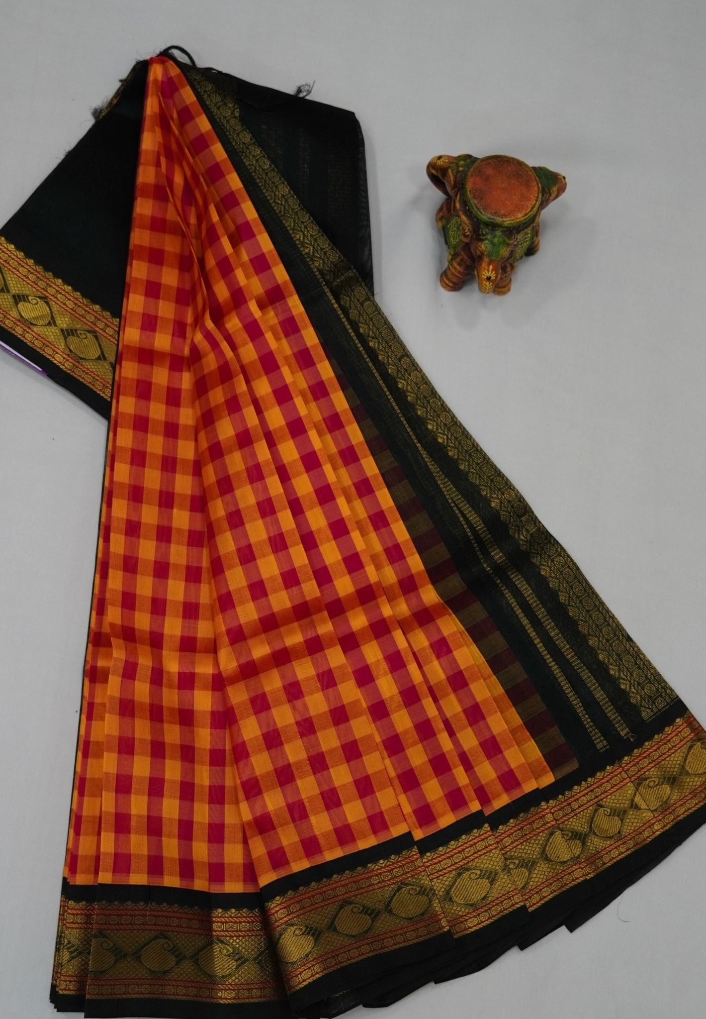 Pure Silk Cotton Saree- Palum Pazhamum Checks