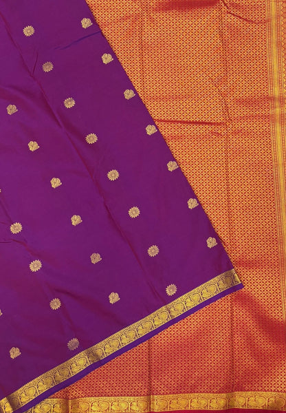 Budget Kanchipuram Saree-Magenta Purple with Small Zari Border